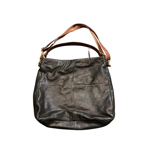 Fossil Corey Hobo Bag Black Leather Purse Shoulder‎ Womens Brown Accents - Picture 6 of 12